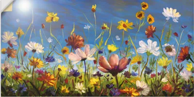 Produktbild von ARTland Wandbild, selbstklebend Wildblumenwiese blauer Himmel Größe: 100x50 cm