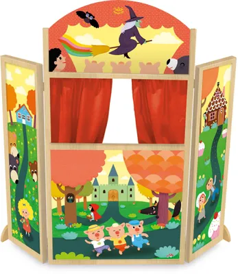 Productafbeelding van Het poppentheater - vilac - 4624 - Houten poppentheater met marionetten