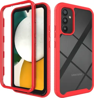 Produktbild von Galaxy A34 5G Hülle, Hybrid Transparente Rückseite TPU Bumper Stoßfest Schutzhülle für Samsung Galaxy A34 5G Rot
