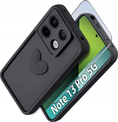 Zdjęcie produktu dla Etui do Xiaomi Redmi Note 13 Pro 5G silikonowe MATOWE serce + Szkło 9H