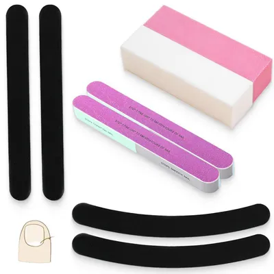 Image de Kit de limes à ongles, 8 pièces, pour manucure et pédicure, comprenant des polissoirs et des limes