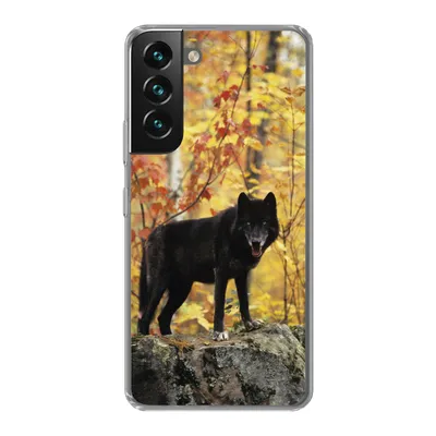 Produktbild von MuchoWow® Handyhülle Schutzhülle Hülle für Samsung Galaxy S22 Wolf - Fels - Baum Silikon Softcase Handy Hülle - Mobiltelefonhülle