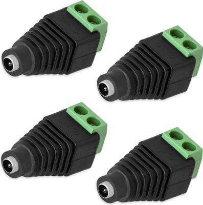Produktbild von 4x DC Buchse Hohlbuchse 1,35 mm - 3,5 mm Adapter Stecker > Terminal Block 2 Pin Schraubbar
