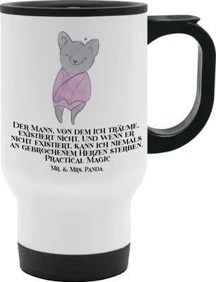 Produktbild von Mr. & Mrs. Panda Thermobecher Halloween Herzschutz - Weiß - Geschenk, Kaffee-Thermobecher, Feiertag, Familienfeste, thermosbecher, To-Go-Becher, Geschenke, To Go Becher