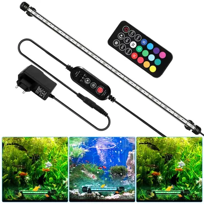 Produktbild von Vigevee 73cm LED Aquarium Lampe Unterwasser-LED-Lampe für Aquarien mit Zeitschaltuhr, wasserdichter Beleuchtung, Fernbedienung, 8,4 W
