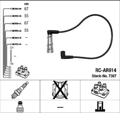 Produktbild von NGK 7307 Zündkabelsatz Zündleitungssatz für ALFA ROMEO 145 (930) 146 (930)