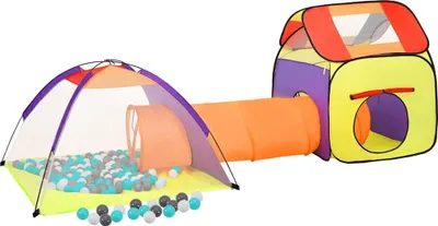 Produktbild von vidaXL Spielzelt mit 250 Bällen Mehrfarbig 338x123x111 cm