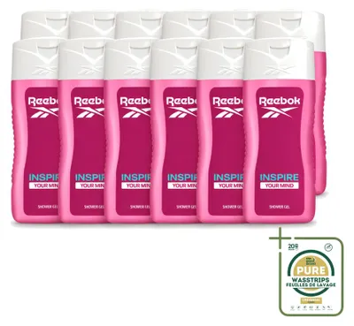 Immagine prodotto di 12 confezioni di gel doccia Reebok "Inspire Your Mind" - 400 ml ciascuna - confezione da 12 pezzi
