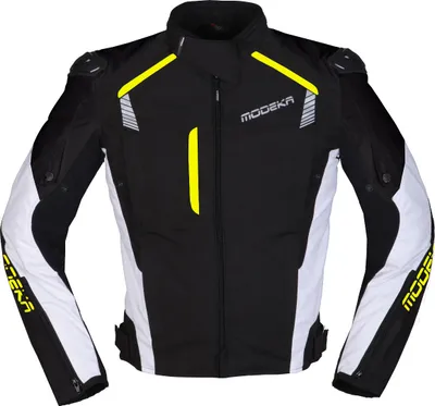 Produktbild von Modeka Lineos Motorrad Textiljacke, schwarz/weiß/gelb, XL