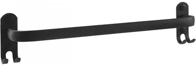 Image de Porte-serviettes mural simple, avec crochets, idéal pour la cuisine et la salle de bain, 60 cm, noir