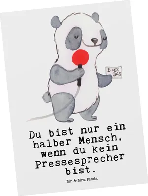 Produktbild von Mr. & Mrs. Panda Postkarte Pressesprecher Herz - Weiß - Geschenk, einzelkarte, Grußkarte, Postkarten, spruchkarte, Ansichtskarten