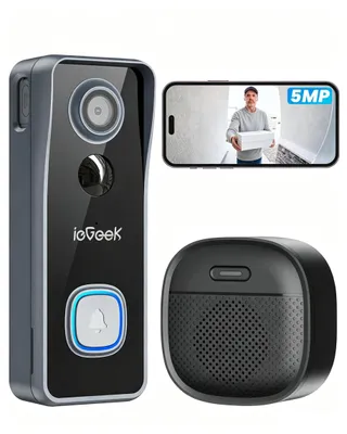 Produktbild von ieGeek 5MP WLAN Video Türklingel mit Kamera 2,5K-HD-Funkklingel mit Kamera Alexa-kompatibel Nachtsicht PIR Bewegungserkennung Gegensprechfunktion