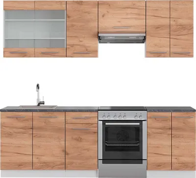 Produktbild von Küchenzeile Vicco Fame-Line Goldkraft Eiche/Weiß 240 cm , AP Anthrazit, Model 42626