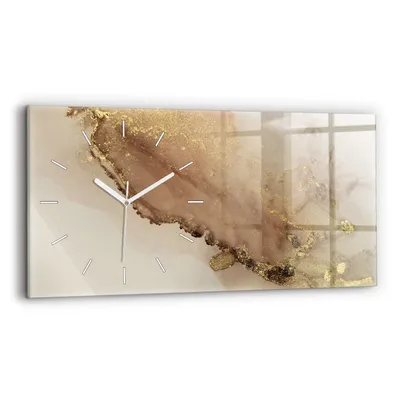 Produktbild von Wallfluent Wanduhr – Stilles Quarzuhrwerk - Uhr Dekoration Wohnzimmer Schlafzimmer Küche - Zifferblatt mit Strichen - weiße Zeiger - 60x30 cm - Moderne Kunst