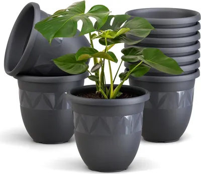 Produktbild von Plastard Übertopf 10er Set Ø24 cm  Anthrazit - Pflanzkübel Blumentopf