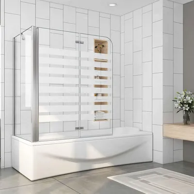 Produktbild von B:120xT:70xH:140cm Links Montage Badewannenaufsatz mit NANO Glas Badewannenfaltwand ESG Duschwand für Badewanne