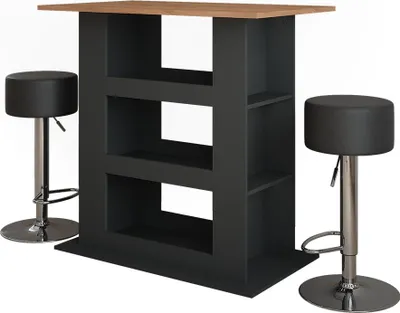 Produktbild von Bartisch-Set Vicco Repose Goldkraft Eiche/Anthrazit 110 x 65 cm mit 2 Barhockern, Model 55736