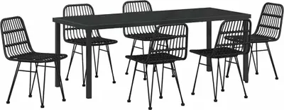 Produktbild von vidaXL Garten Essgruppe 7 pcs Schwarz Pulverbeschichteter Stahl