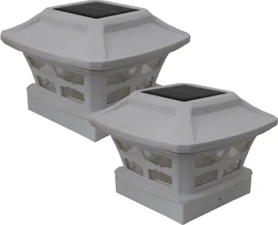 Produktbild von 2er-Pack Solar-Gartenlaternen für Zaunpfosten,style:white (leaf);