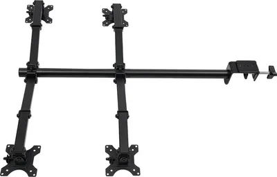 Zdjęcie produktu dla Uchwyt stołowy na 4 monitory – uchwyt monitorowy z 4 ramionami – obrót o 360° – pochylenie ±90° – regulacja wysokości 0–40 cm – 9 kg na ramię – do monitorów 25–51 cm – czarny