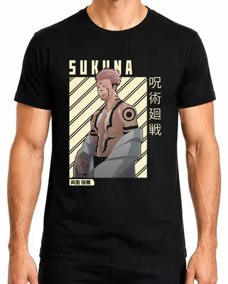 Productafbeelding van Sukuna Jujutsu Kaisen Ryomen Sukuna Anime Manga T-shirt voor heren, zwart, maat S