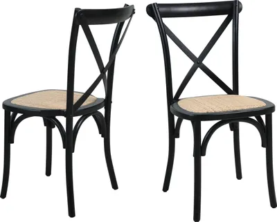 Produktbild von SIT Möbel Stuhl mit Rattan-Sitzfläche | 2er-Set | gepolsterter Sitz | Hevea Holz schwarz | B 48 x T 52 x H 89 cm | 02410-11 | Serie STUHL
