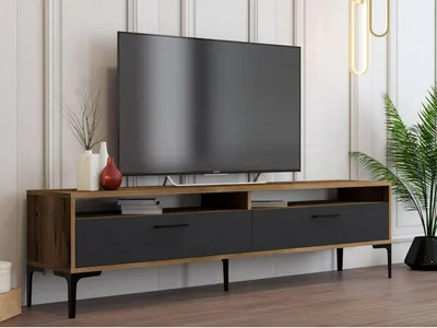 Image de Angiari - Meuble TV, 180x47x35h cm Noyer Marron, 2 Étagères