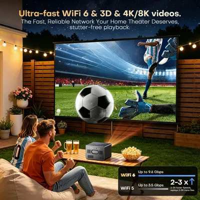 Imagen del producto de Proyector Beamer con TV Stick: 4000 lúmenes ANSI, Full HD 1080P, Android 14.0 (inteligente), para crear un cine en casa