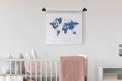 Produktbild von MuchoWow® Wandteppich Wandbehang Karte - Van Gogh - Sternennacht 60x60 cm Tapisserie Dekoration Wandtuch - Dekorationen - Wand Decke