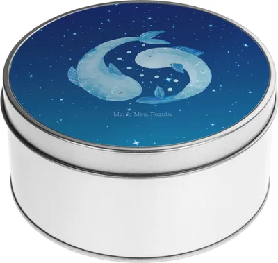 Produktbild von Mr. & Mrs. Panda Erinnerungsbox Sternzeichen Fische - Sternenhimmel Blau - Geschenk, Vorratsdosen, Dose, Blechdose, Tierkreiszeichen, zuckerdose, Geburtstag März, Februar