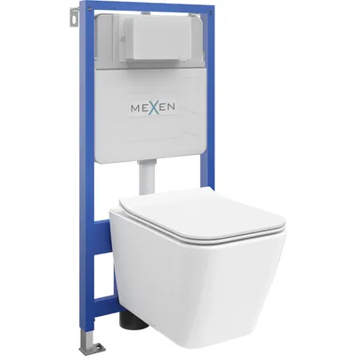 Zdjęcie produktu dla Mexen zestaw podtynkowy WC stelaż Fenix Slim z miską WC Cube i deską wolnoopadającą, biały - 61030924000