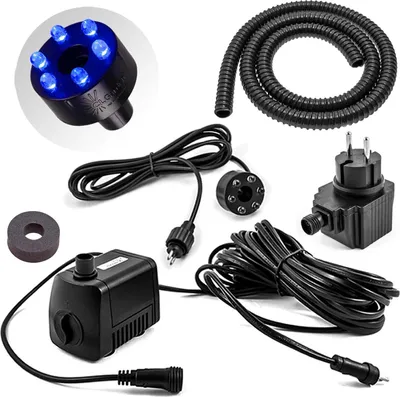 Produktbild von CLGarden Wasserspielpumpe Set SP1-S mit Licht blau, Dichtung, Schlauch, 12Volt Trafo für Springbrunnen Pumpe Miniteich 500l/h