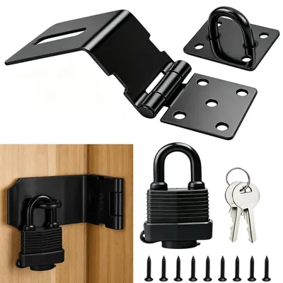 Produktbild von Vorhängeschloss Haspe 4 Zoll Edelstahl 90 Grad Schwarz mit Schloss & Schrauben