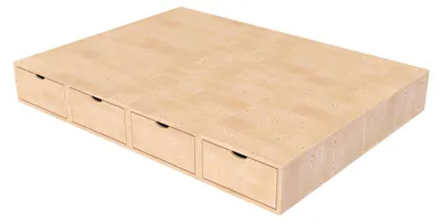 Produktbild von Doppelbett mit stauraum Cube - 140x200 - Roh (ohne Lack)