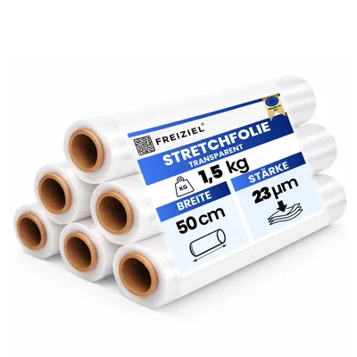 Produktbild von 6 x Stretchfolie 50cm 1,5 kg 23my transparent