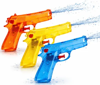 Immagine prodotto di set di 3X pistole ad acqua colorate da 12 cm - portata extra lunga - pistola a spruzzo piccola mini - pistola ad acqua per bambini