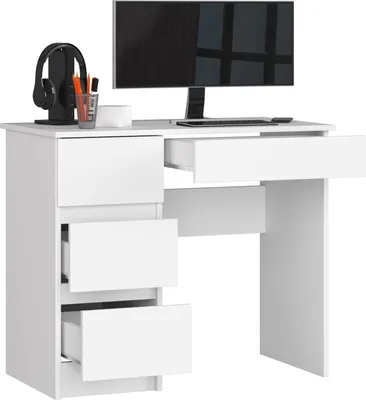 Produktbild von BDW Büroschreibtisch mit 4 Schubladen, Gamingtisch, Weiss Links