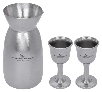 Productafbeelding van Titanium Sake Set met Decanteerder en 2 Kopjes