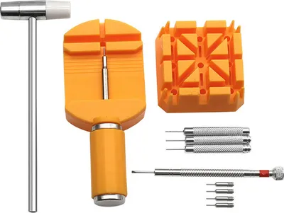 Produktbild von Uhrenarmband Reparatur Werkzeug Set, Uhrenwerkzeug Stiftausdrücker für Uhrenarmbänder Kürzen, Uhrmacherwerkzeug für Uhrenstifte, Uhrenglieder Werkzeug, Uhr Verkleinern Werkzeug