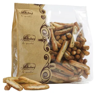 Image de Mini Grissini Valledoro au Pesto, 300 g – Bâtonnets de pain italien croustillants