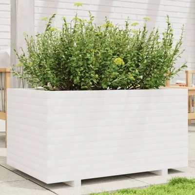 Produktbild von Design Pflanzkübel Weiß 90x60x49,5 cm Massivholz Kiefer, Gabionen 2024 Neu