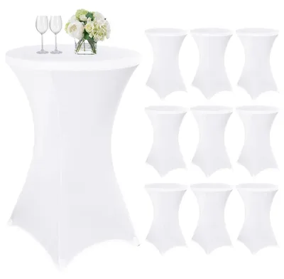 Produktbild von Stehtischhusse 10 Stück Weiß Ø 70-75 cm Stretch-Tischdecke mit Fußtaschen für Bankett