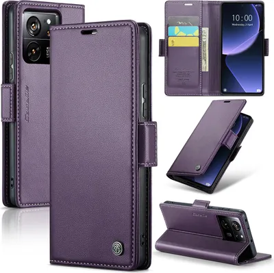 Obrázek produktu pro Xiaomi 13T Case, kožené peněženkové pouzdro Card Case Protective Cover with Stand pro Xiaomi 13T / 13T Pro / Redmi K60 Ultra Purple