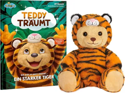 Produktbild von BRUBIES Kuscheltier mit Bilderbuch - Teddy Träumt - Ich wär so gern einmal ein starker Tiger - Teddybär mit Buch ab 2 Jahren - Autor: Ulf Blanck