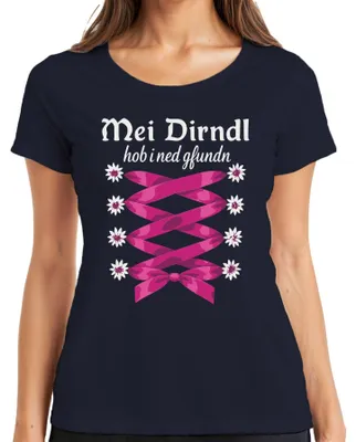 Productafbeelding van , Beierse kleding, Edelweiß, dames T-shirt, marineblauw, maat L. (Geen "Mei Dirndl" gevonden.)