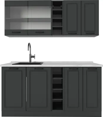 Produktbild von Singleküche Vicco R-Line Anthrazit Landhaus/Anthrazit 160 cm , AP Marmor, Model 53537