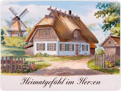 Produktbild von Ländliche Romantik Metallschild XXL in 28x38 cm Heimatgefühl im Herzen