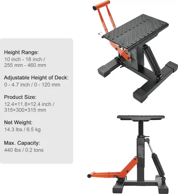 Produktbild von Motorradhebebühne, höhenverstellbar, 200 kg Tragfähigkeit, 199,58 kg, 20,32 cm