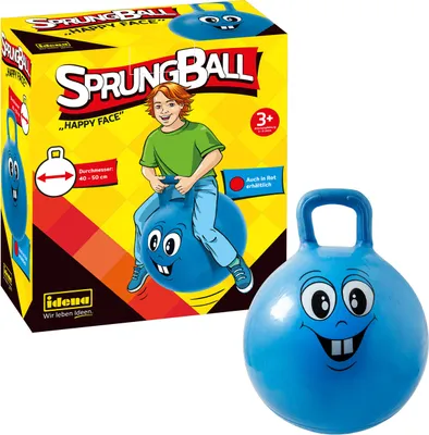 Produktbild von Idena Sprungball blau Happy Face, Ø 45-50cm