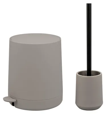 Produktbild von eluno Bad-Set TESERO 2tlg. bestehend aus 1x Kosmetikeimer 4 Liter und 1x WC-Garnitur aus Kunststoff in Braun